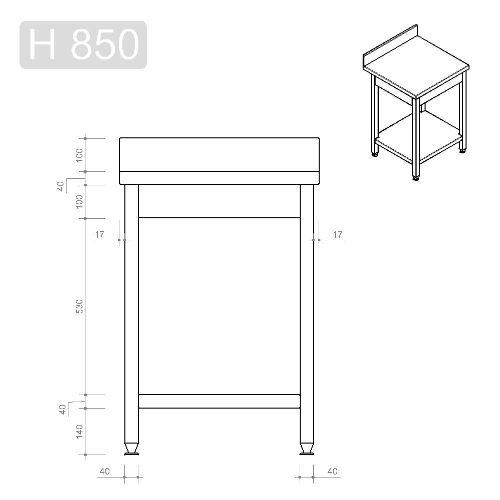 Arbeitstisch Profi 600 / mit Grundboden & Aufkantung B:600