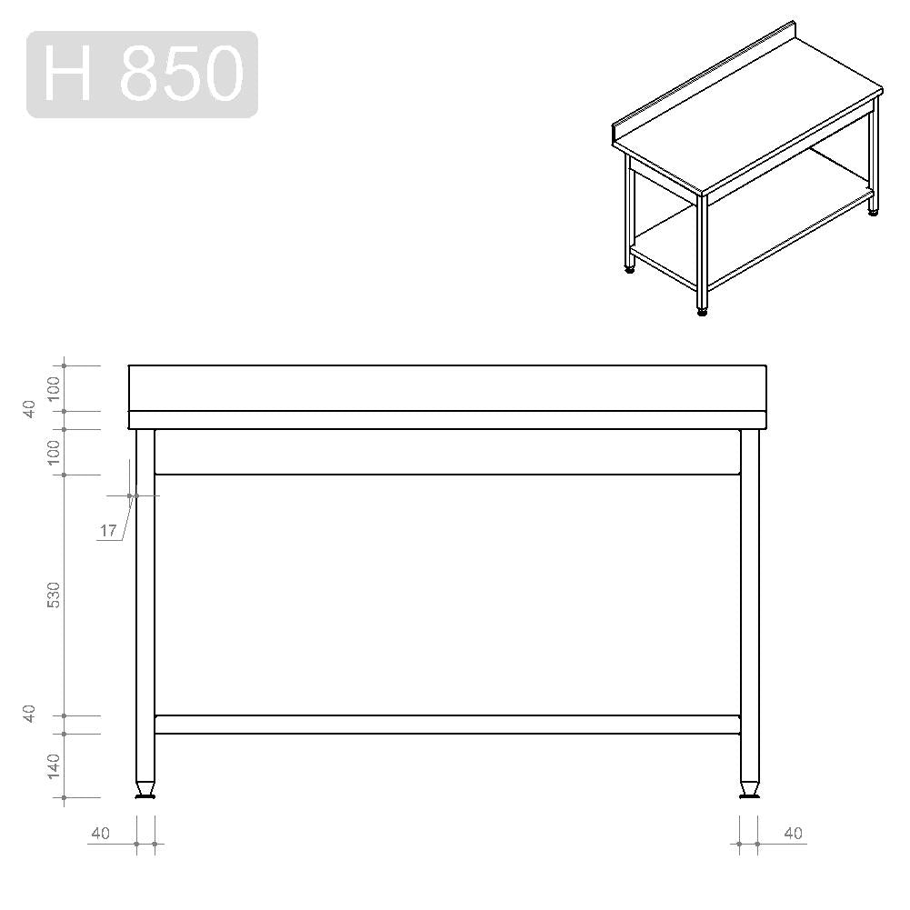 Arbeitstisch Profi 700 / mit Grundboden & Aufkantung B:1400