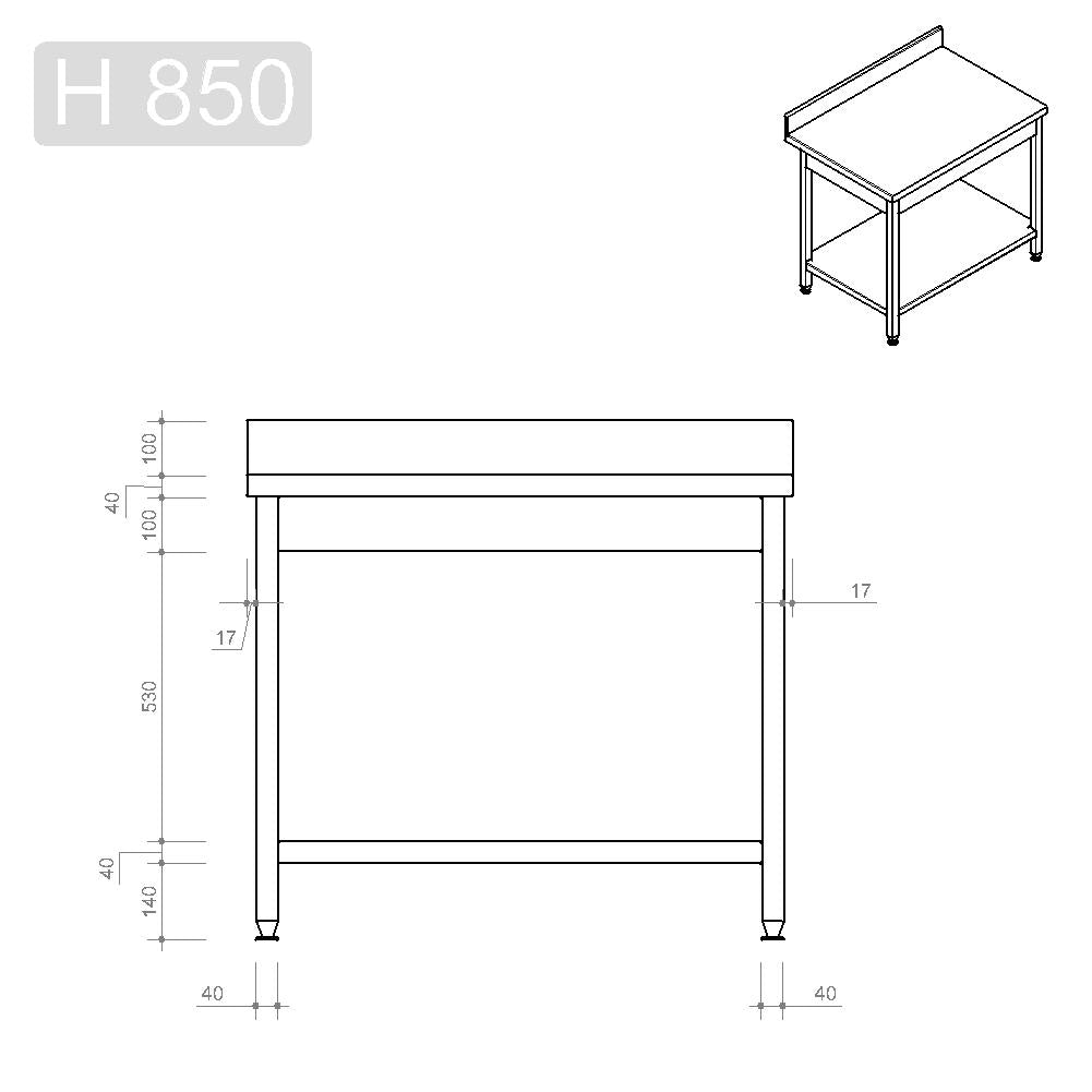 Arbeitstisch Profi 700 / mit Grundboden & Aufkantung B:1000