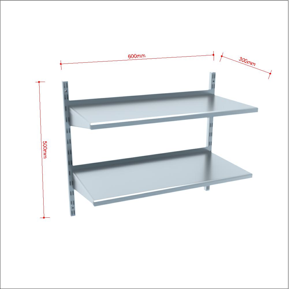 Wandbord 300 inkl. Konsolen zur Wandbefestigung / 2 Etage B:600