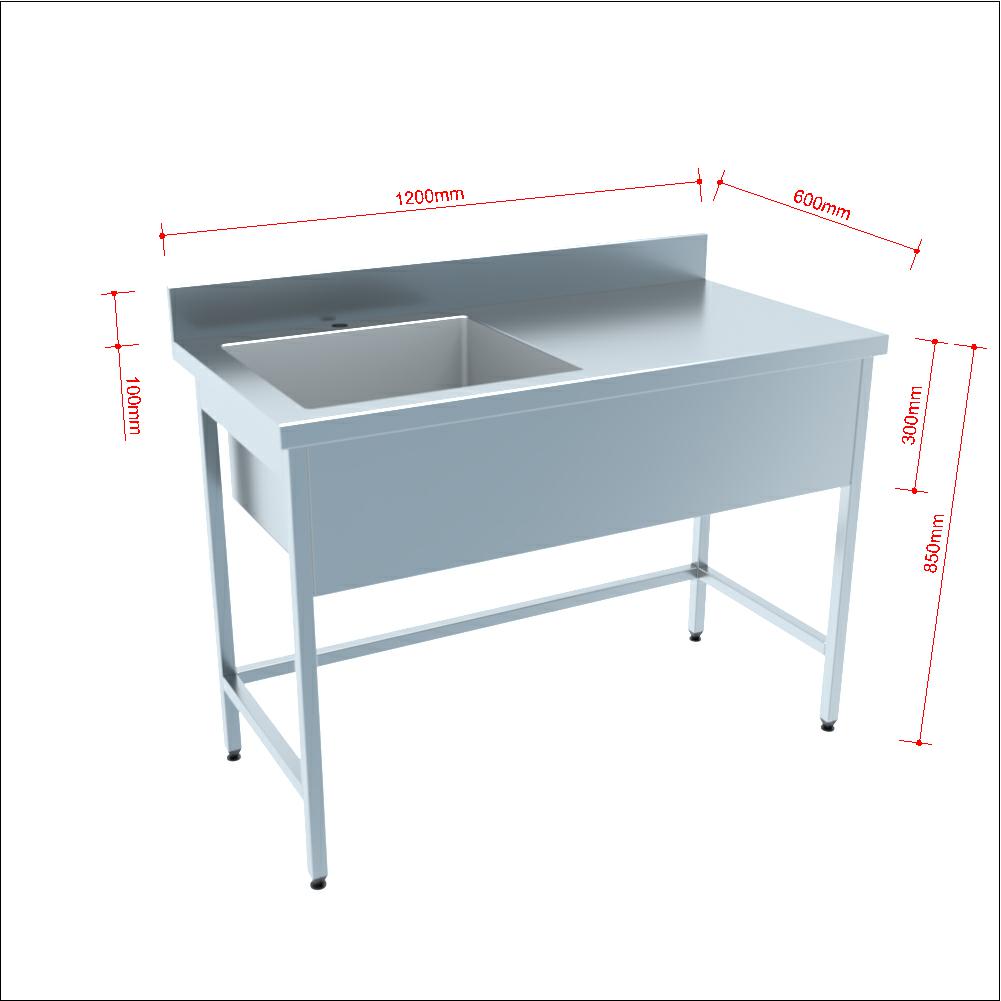 Spültisch Profi 600 / 1 Becken links Aufkantung B:1200