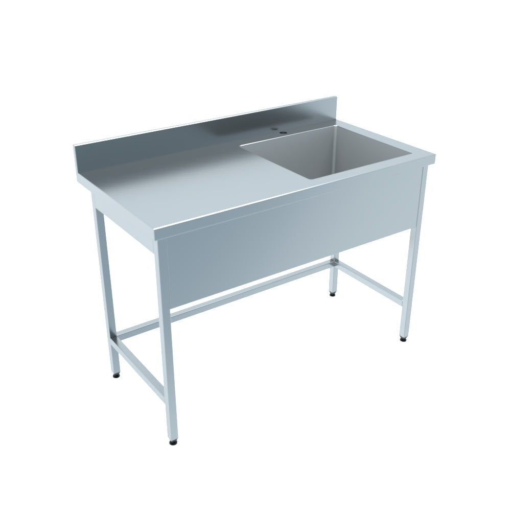 Spültisch Profi 600 / 1 Becken rechts Aufkantung B:1200