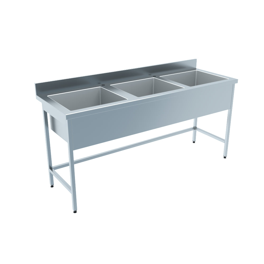 Spültisch Profi 600 /3 Becken mit Aufkantung B:1800