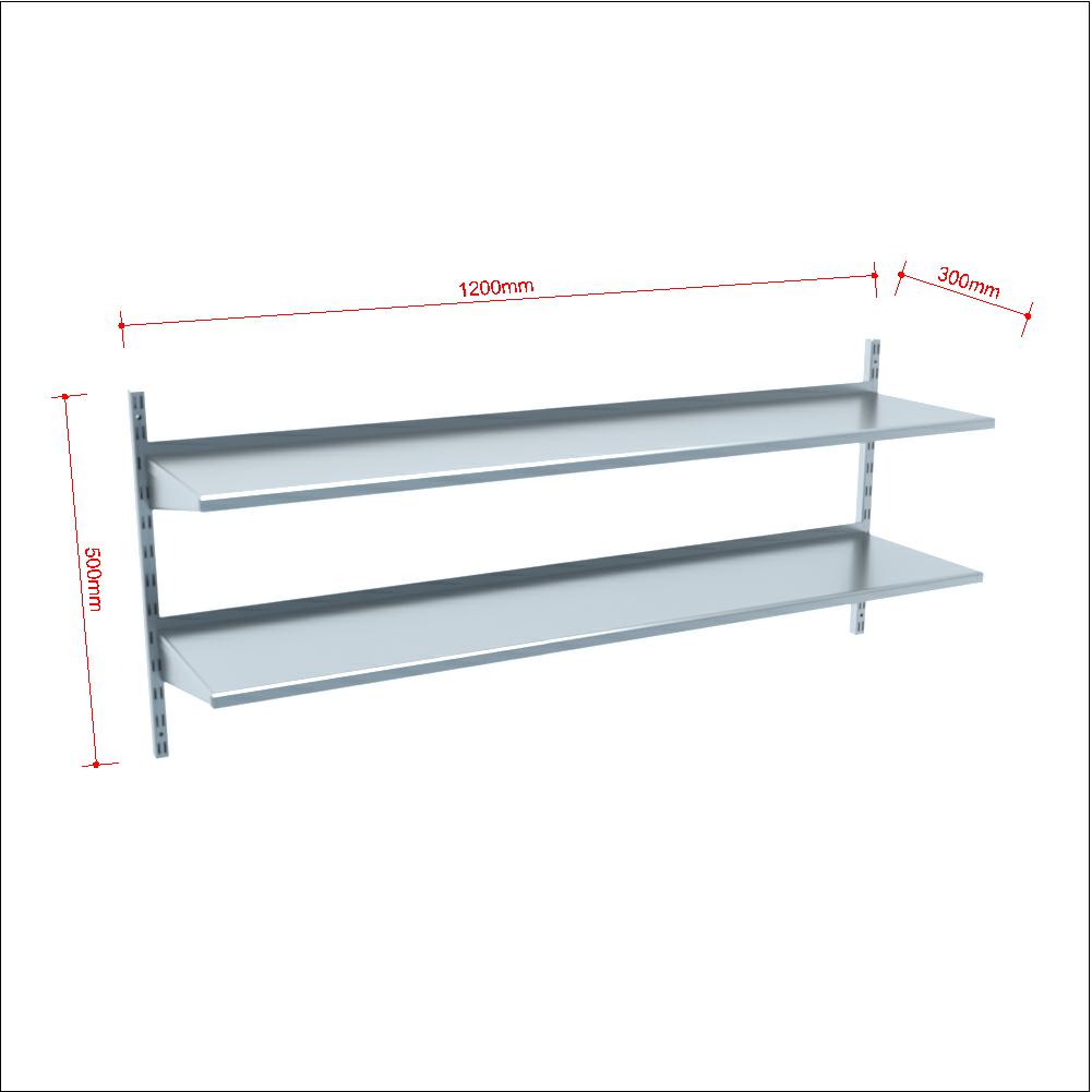 Wandbord 300 inkl. Konsolen zur Wandbefestigung / 2 Etage B:1200