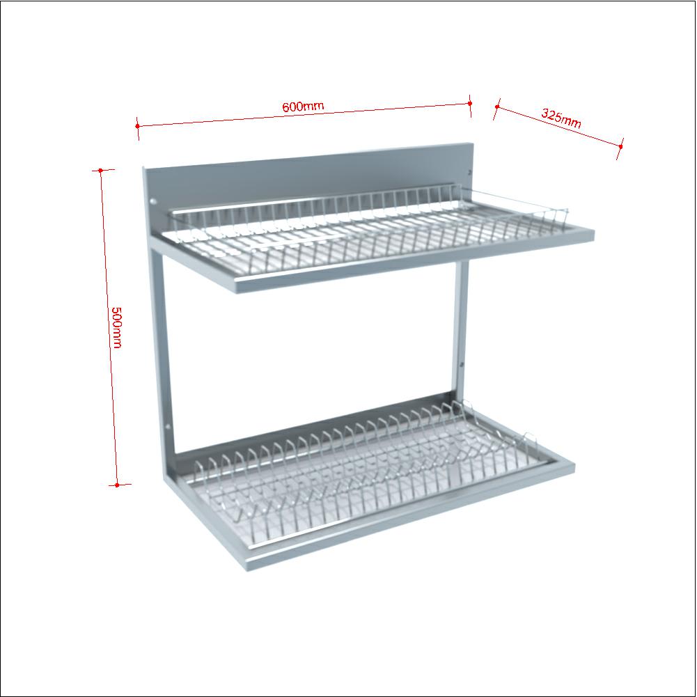 Edelstahl Abtropf- und Lagergestell / 325, 2 Etagen B:600